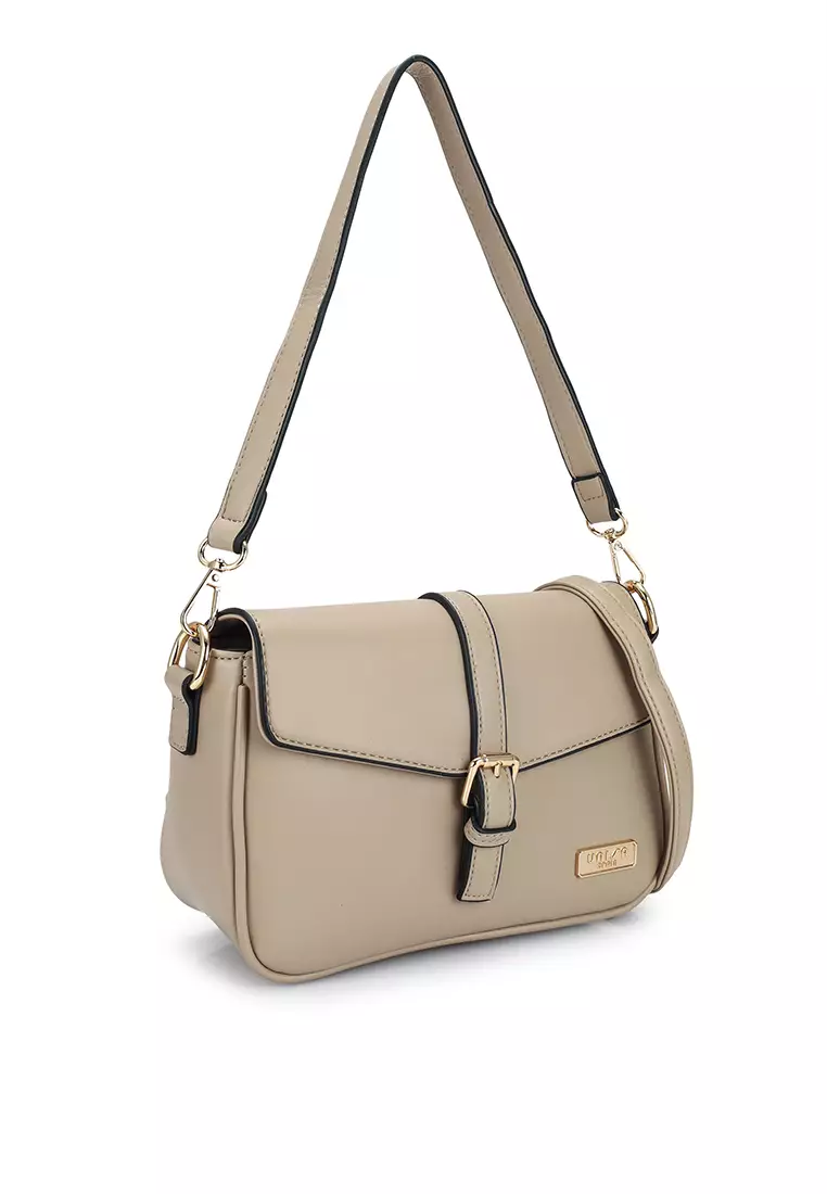 Unisa Faux Leather Sling Bag With Flap Over