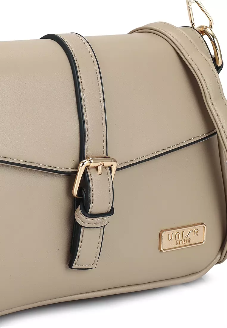 Unisa Faux Leather Sling Bag With Flap Over