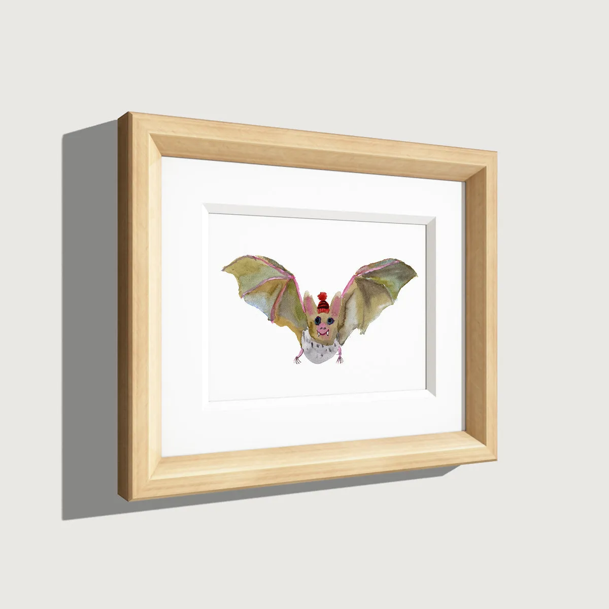 Vampire Bat in a Hat Watercolour Print