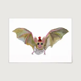 Vampire Bat in a Hat Watercolour Print