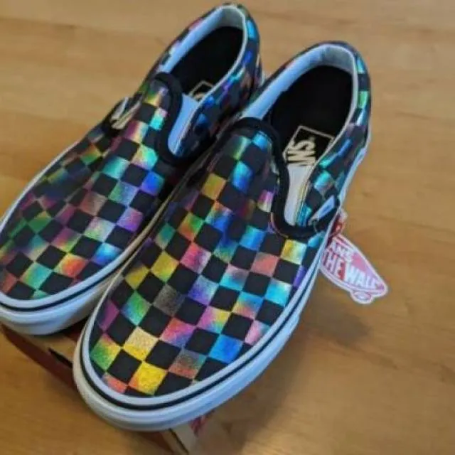 Vans classic slip-on 'iridescent checkerboard' rainbow chex new mens/womens