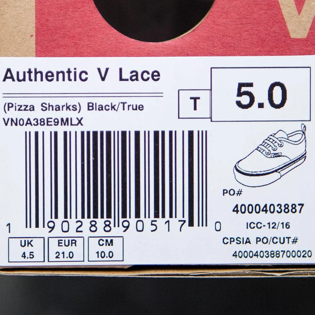 Vans Toddlers Authentic V Lace - Pizza Sharks (black / true white)