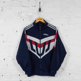 Vintage Adidas Patterned Tracksuit Top - Navy/Red - M