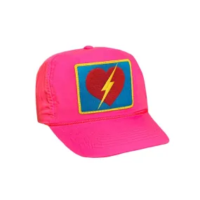 Vintage Bolt Heart Trucker Hat (Neon Pink)