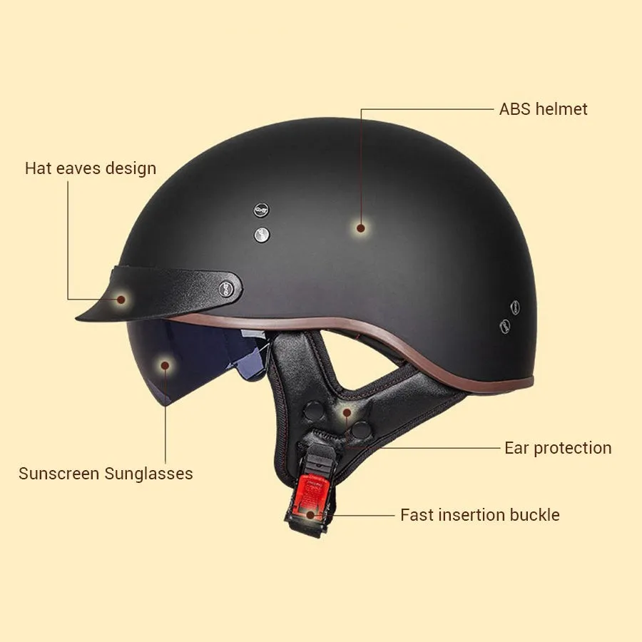 Vintage Custom Motors Half Face Biker Helmet / DOT Certification Head Protection Helmet in Rock Style