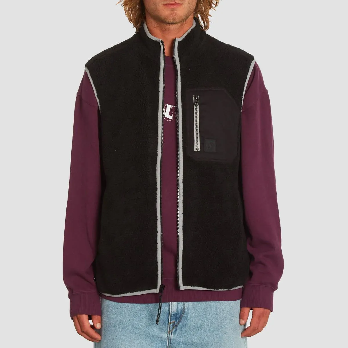 Volcom Muzzer Fuzzar Earth Tripper Vest Jacket Black