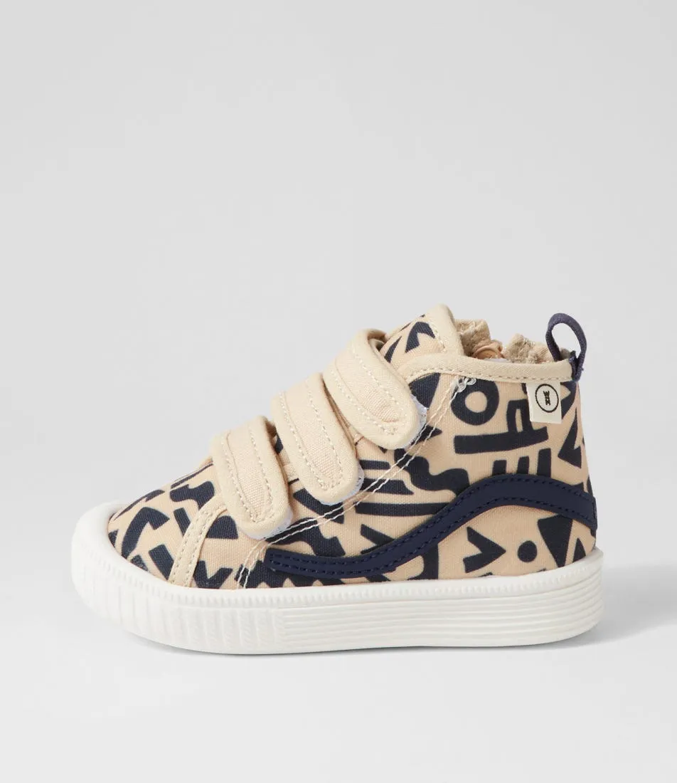 WALNUT Billie Hightop Tot Abstract Sand Sneakers