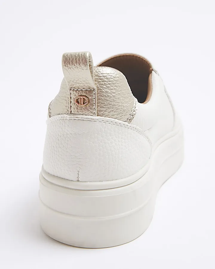 White Wide fit zip platform trainers