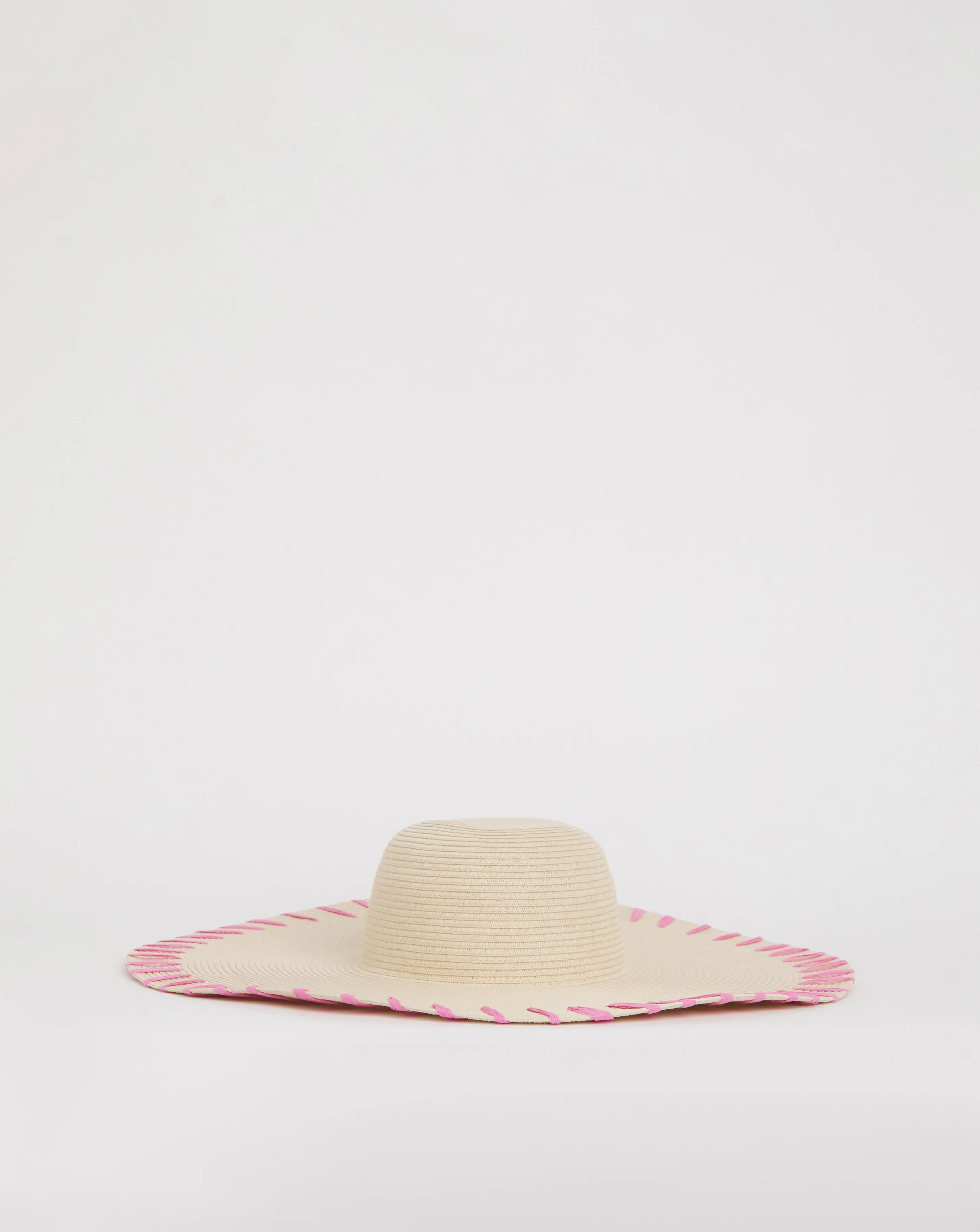 Wide Brim Raffia Edge Straw Hat