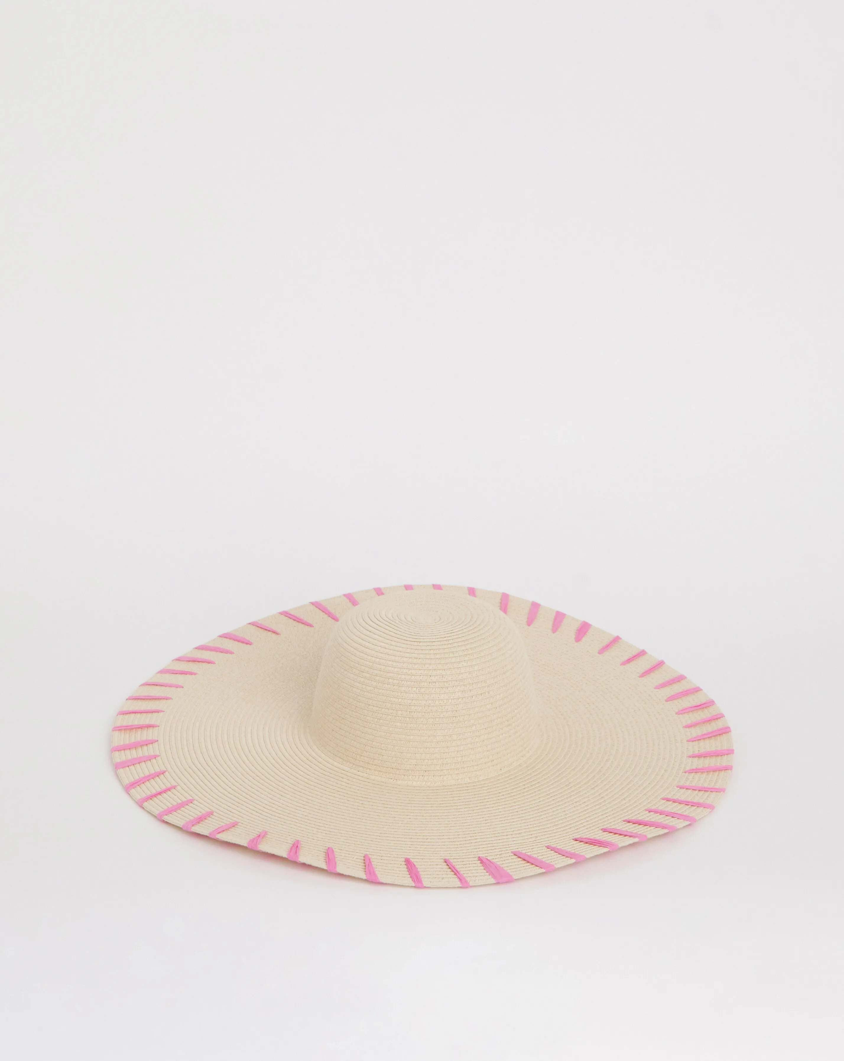 Wide Brim Raffia Edge Straw Hat