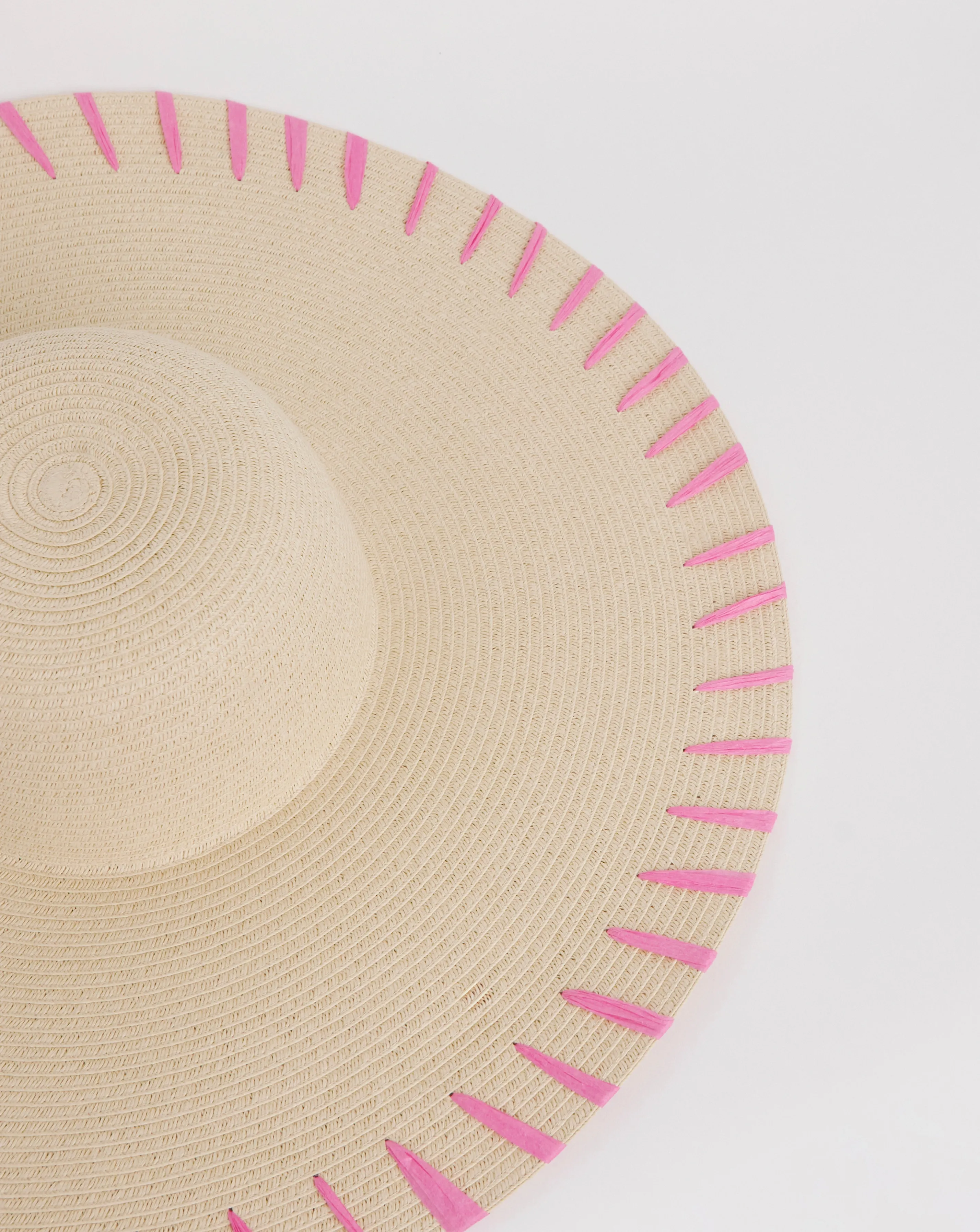 Wide Brim Raffia Edge Straw Hat