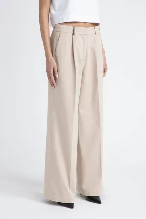 Wide-leg trousers in cotton gabardine