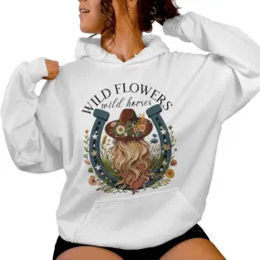 Wildflowers Wild Horses Western Boho Country Music Women Hoodie