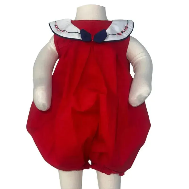 Will' Beth - Baby Sailor Bubble Romper, Red