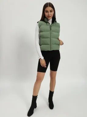 WOMEN PUFF JACKET REVERSIBLE GREEN AND BLACK