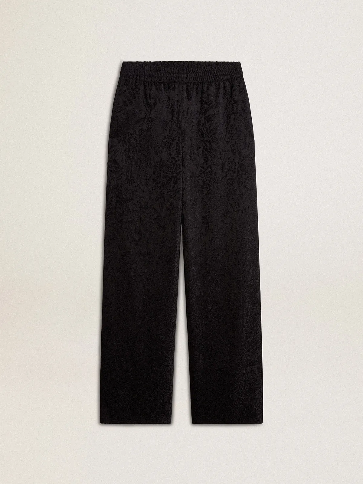 Women's black joggers with a tone-on-tone toile de jouy print 