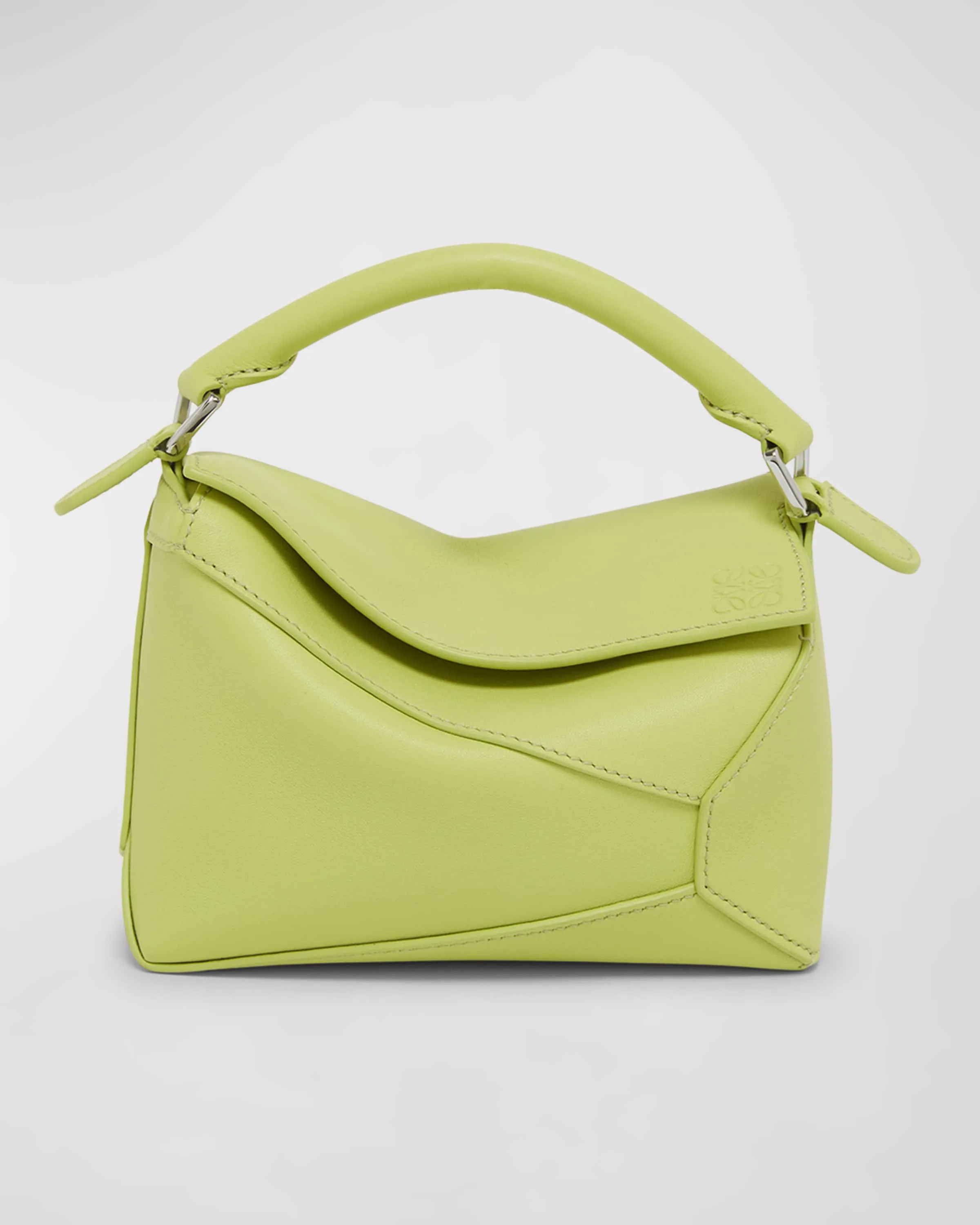 x Paula’s Ibiza Puzzle Edge Mini Top-Handle Bag in Leather