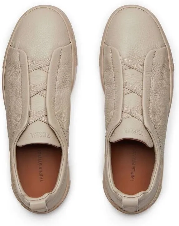 Zegna Triple Stitch leather sneakers Neutrals